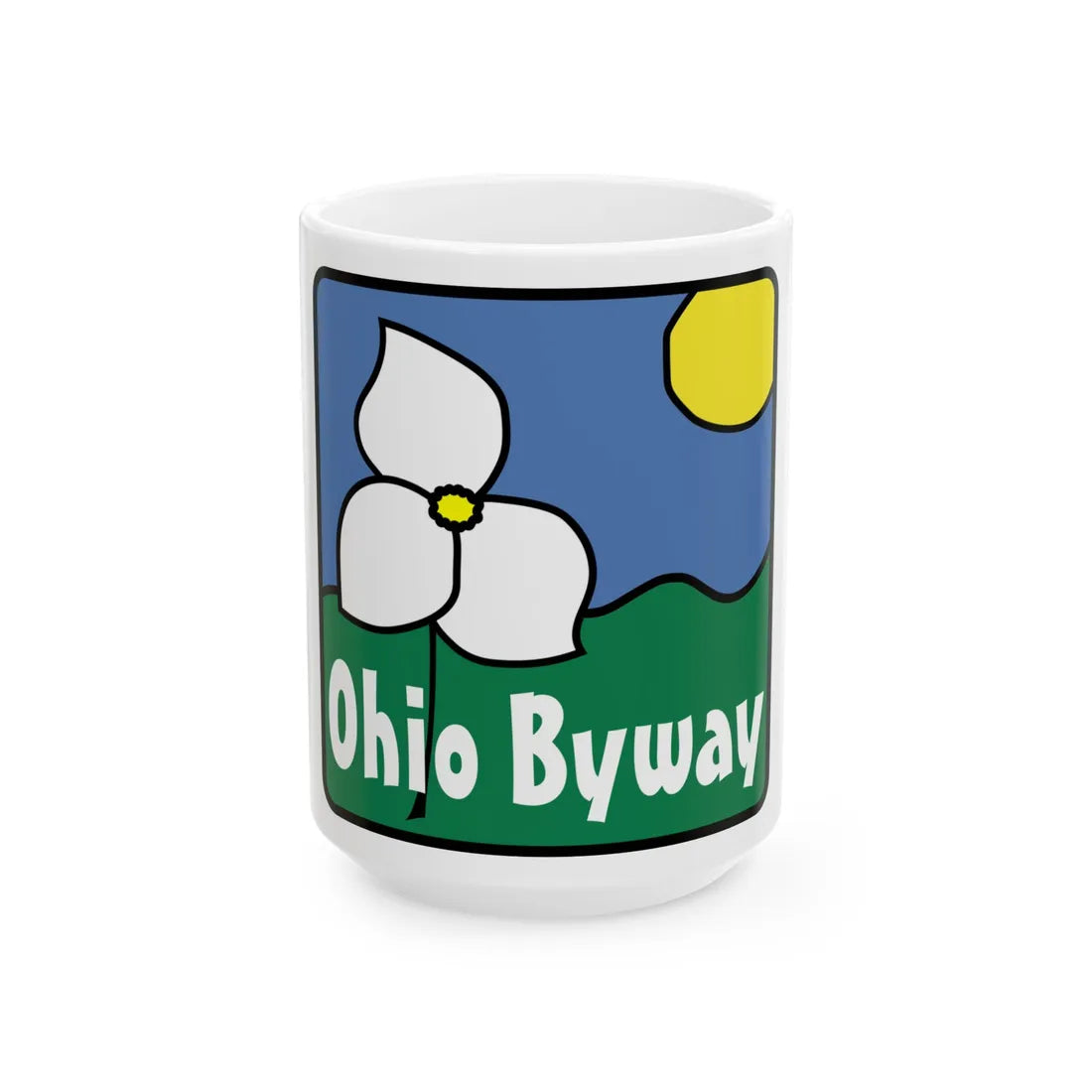 Ohio Byway sign (Ohio) (Road Sign) White Coffee Mug 15oz - Go Mug Yourself