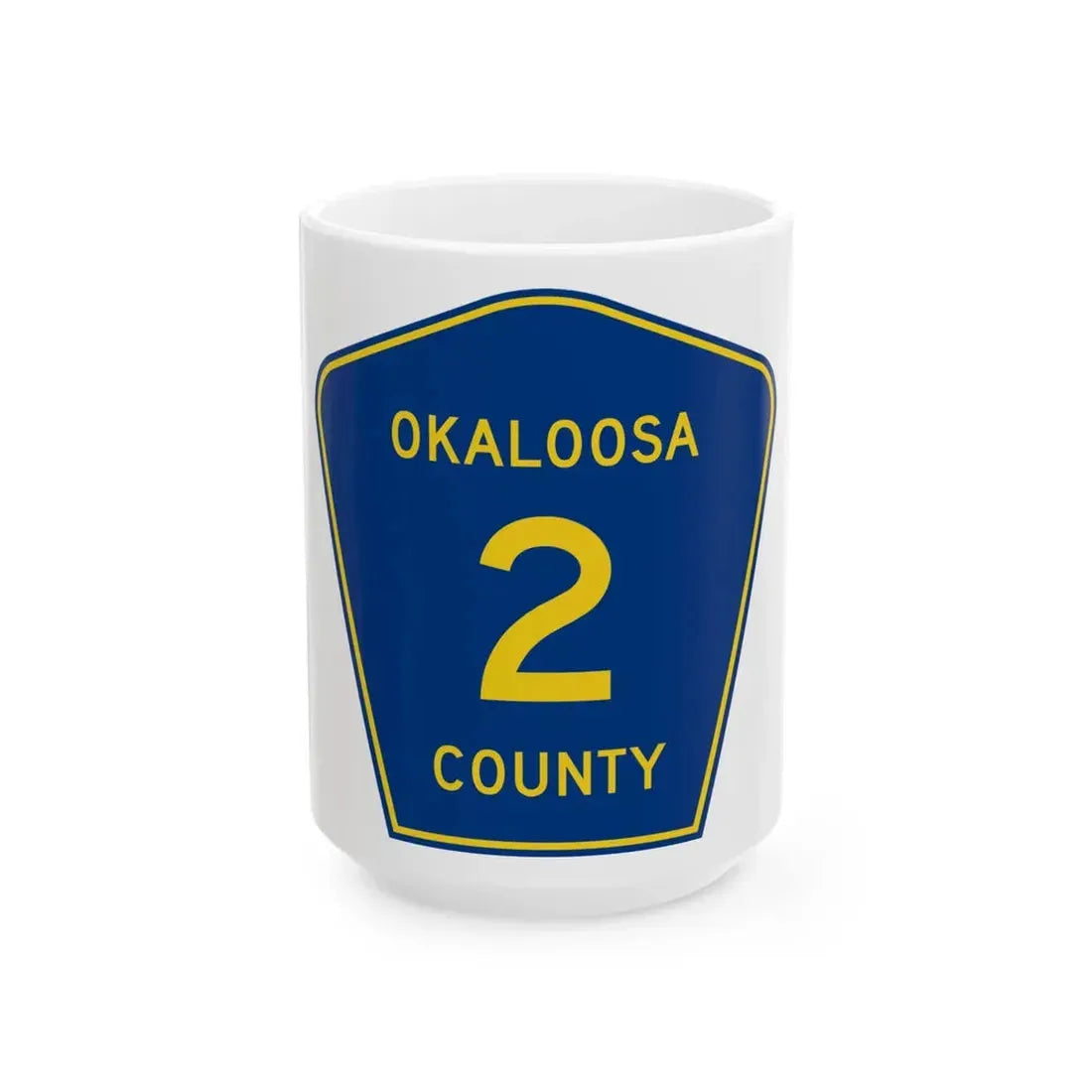 Okaloosa County 2 (Florida) (Road Sign) White Coffee Mug 15oz - Go Mug Yourself