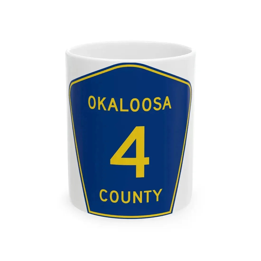 Okaloosa County 4 (Florida) (Road Sign) White Coffee Mug 11oz - Go Mug Yourself