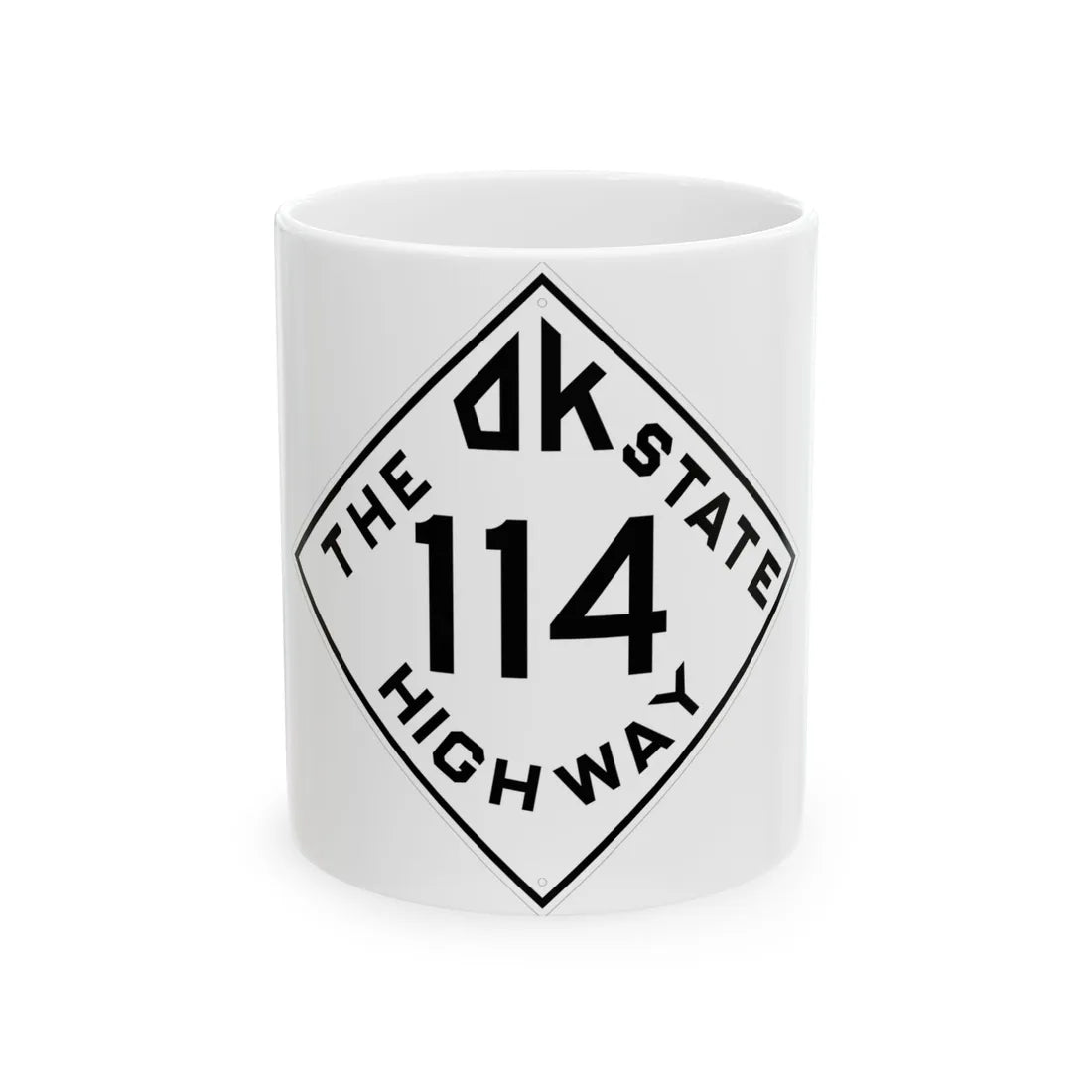 Oklahoma 114 1948 (Oklahoma) (Road Sign) White Coffee Mug 11oz - Go Mug Yourself