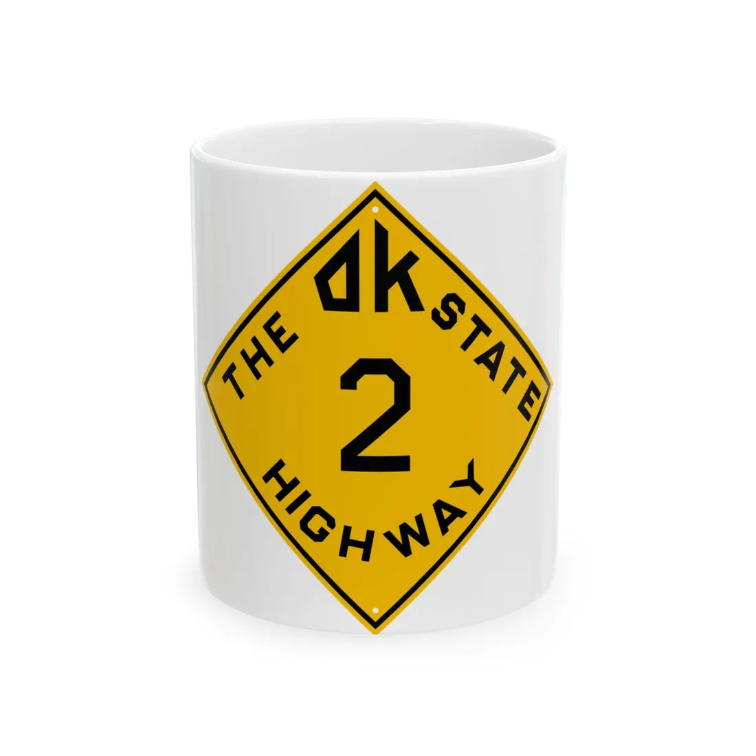 Oklahoma 2 1924 (Oklahoma) (Road Sign) White Coffee Mug 11oz - Go Mug Yourself