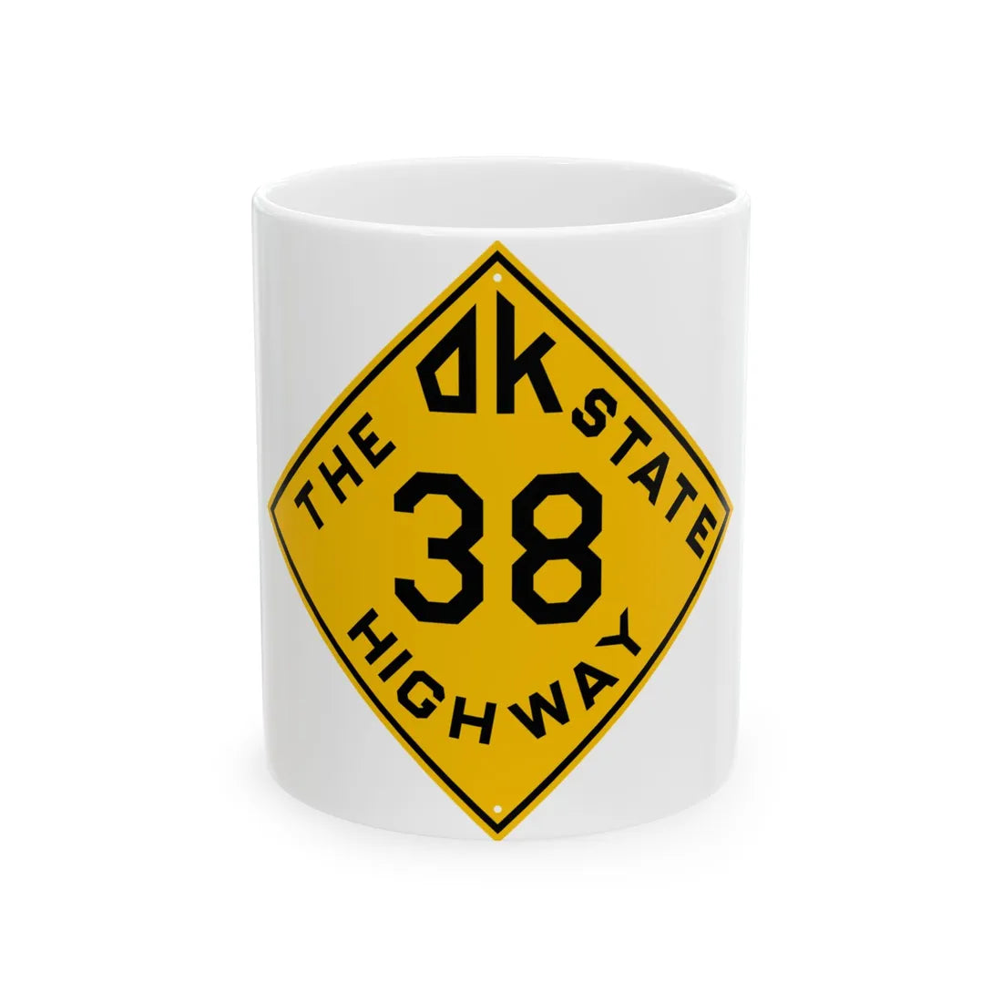 Oklahoma 38 1924 (Oklahoma) (Road Sign) White Coffee Mug 11oz - Go Mug Yourself