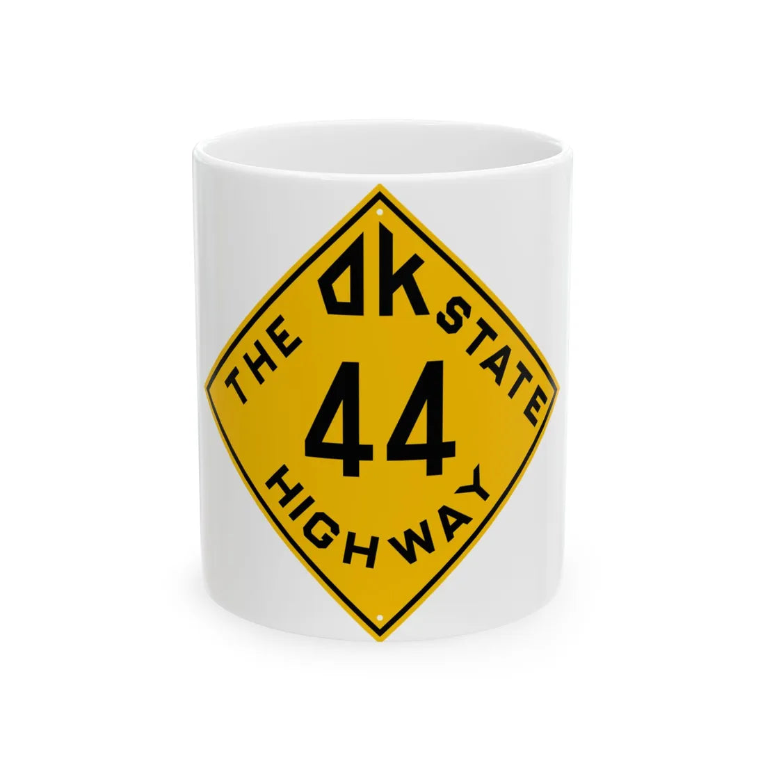 Oklahoma 44 1924 (Oklahoma) (Road Sign) White Coffee Mug 11oz - Go Mug Yourself