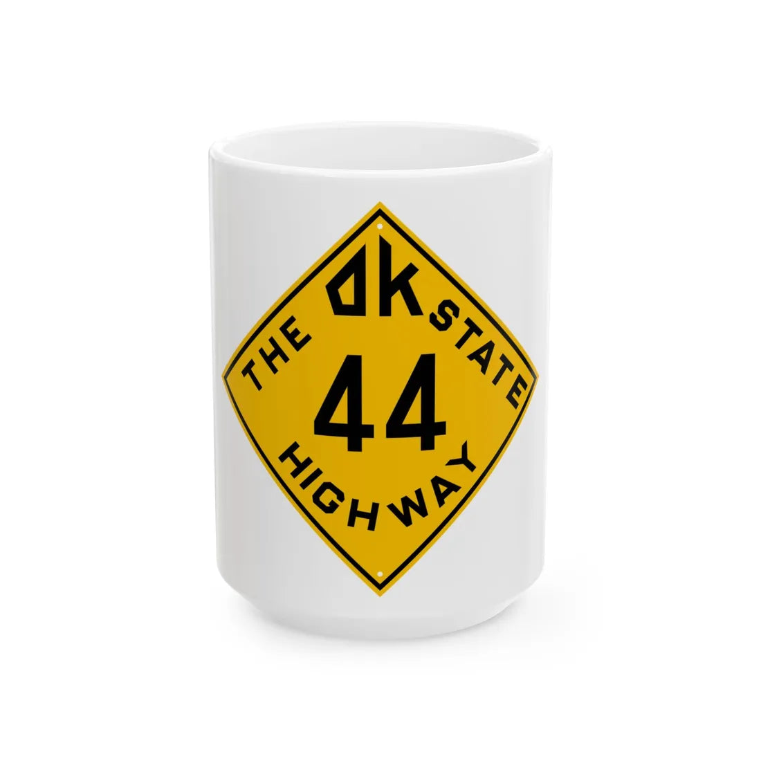 Oklahoma 44 1924 (Oklahoma) (Road Sign) White Coffee Mug 15oz - Go Mug Yourself