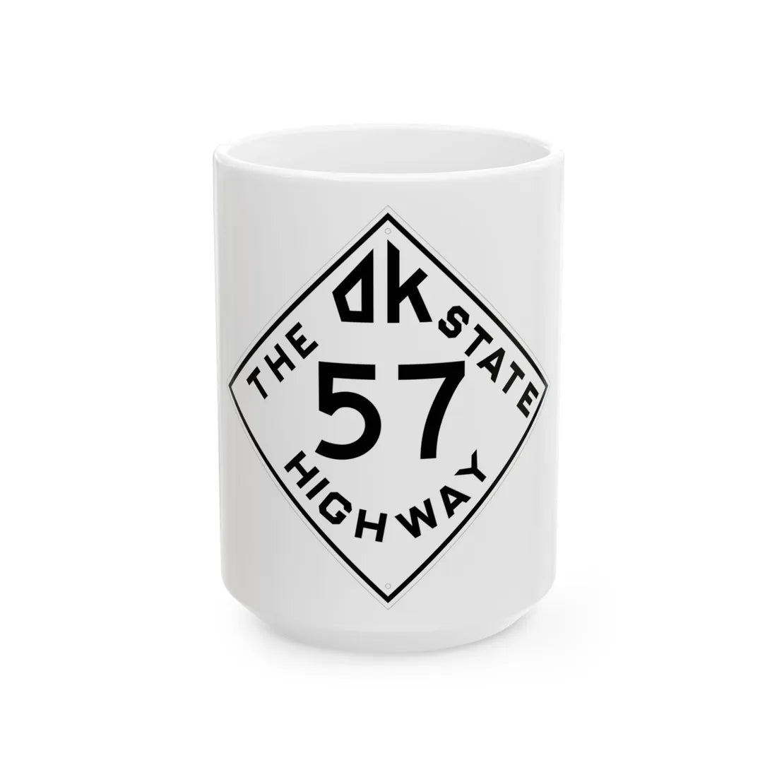 Oklahoma 57 1948 (Oklahoma) (Road Sign) White Coffee Mug 15oz - Go Mug Yourself