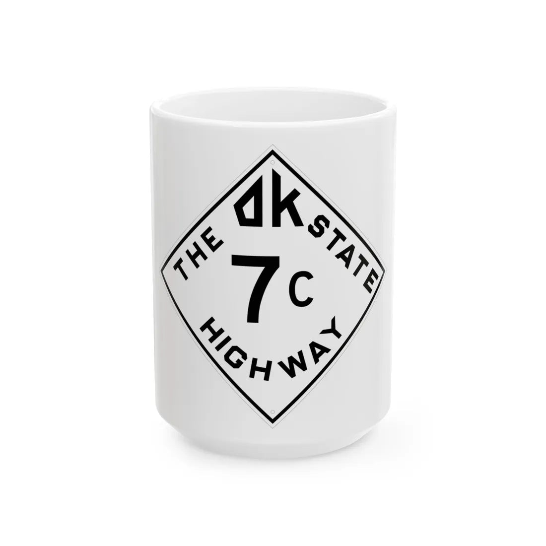 Oklahoma 7C 1948 (Oklahoma) (Road Sign) White Coffee Mug 15oz - Go Mug Yourself