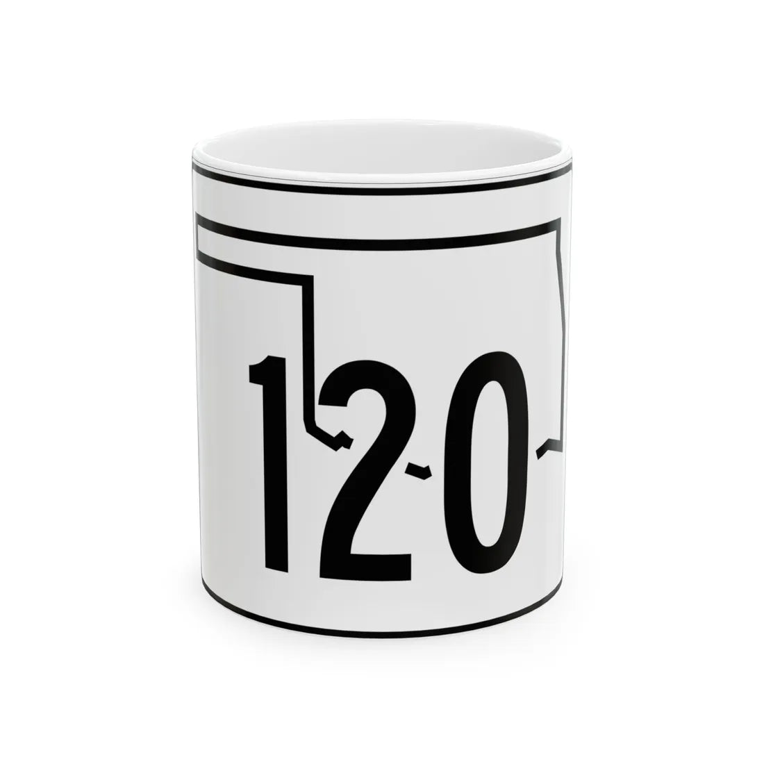 Oklahoma State Highway 120 (Oklahoma) (Road Sign) White Coffee Mug 11oz - Go Mug Yourself