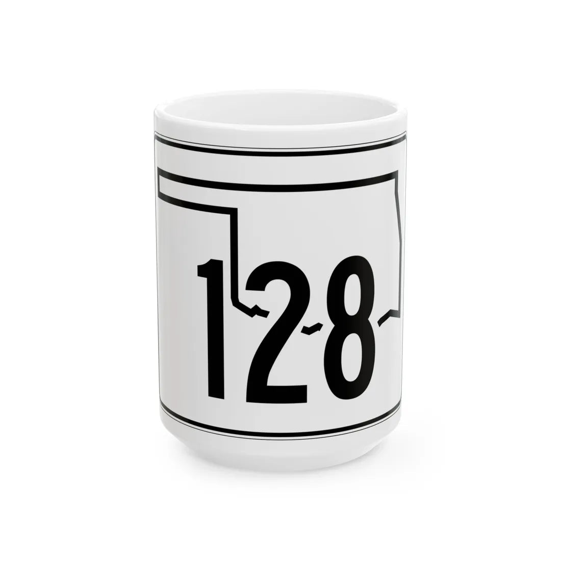 Oklahoma State Highway 128 (Oklahoma) (Road Sign) White Coffee Mug 15oz - Go Mug Yourself