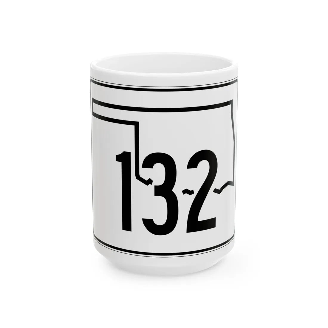 Oklahoma State Highway 132 (Oklahoma) (Road Sign) White Coffee Mug 15oz - Go Mug Yourself