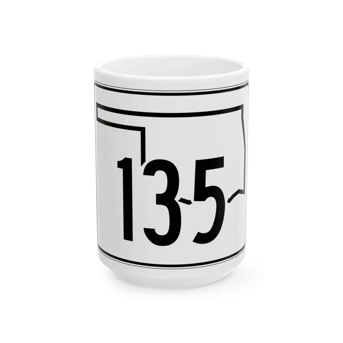 Oklahoma State Highway 135 (Oklahoma) (Road Sign) White Coffee Mug 15oz - Go Mug Yourself