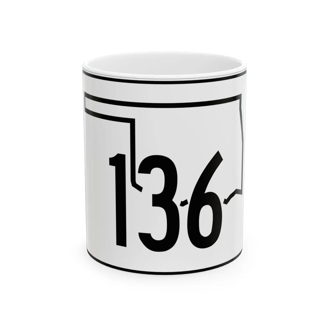 Oklahoma State Highway 136 (Oklahoma) (Road Sign) White Coffee Mug 11oz - Go Mug Yourself