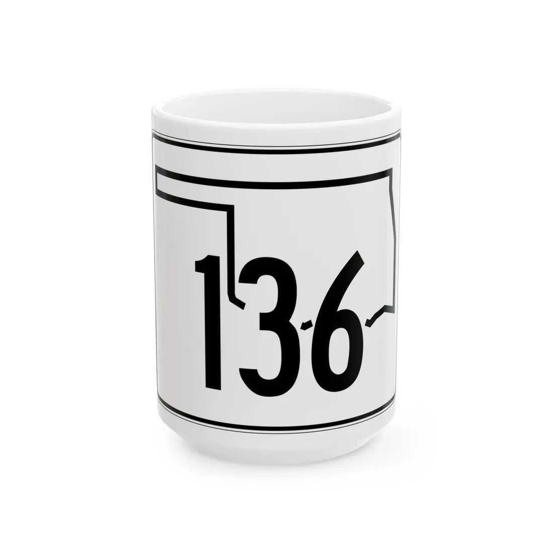 Oklahoma State Highway 136 (Oklahoma) (Road Sign) White Coffee Mug 15oz - Go Mug Yourself