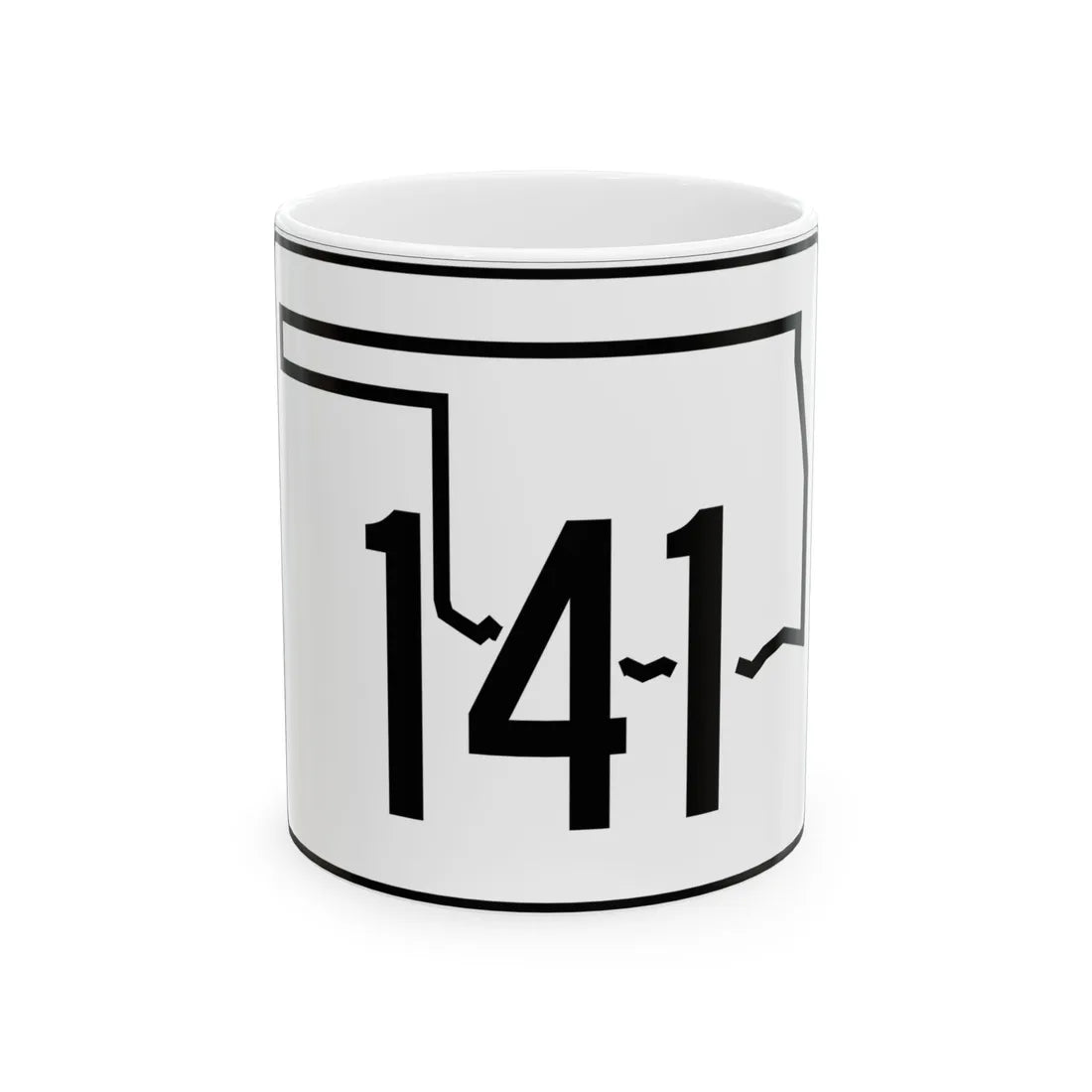 Oklahoma State Highway 141 (Oklahoma) (Road Sign) White Coffee Mug 11oz - Go Mug Yourself