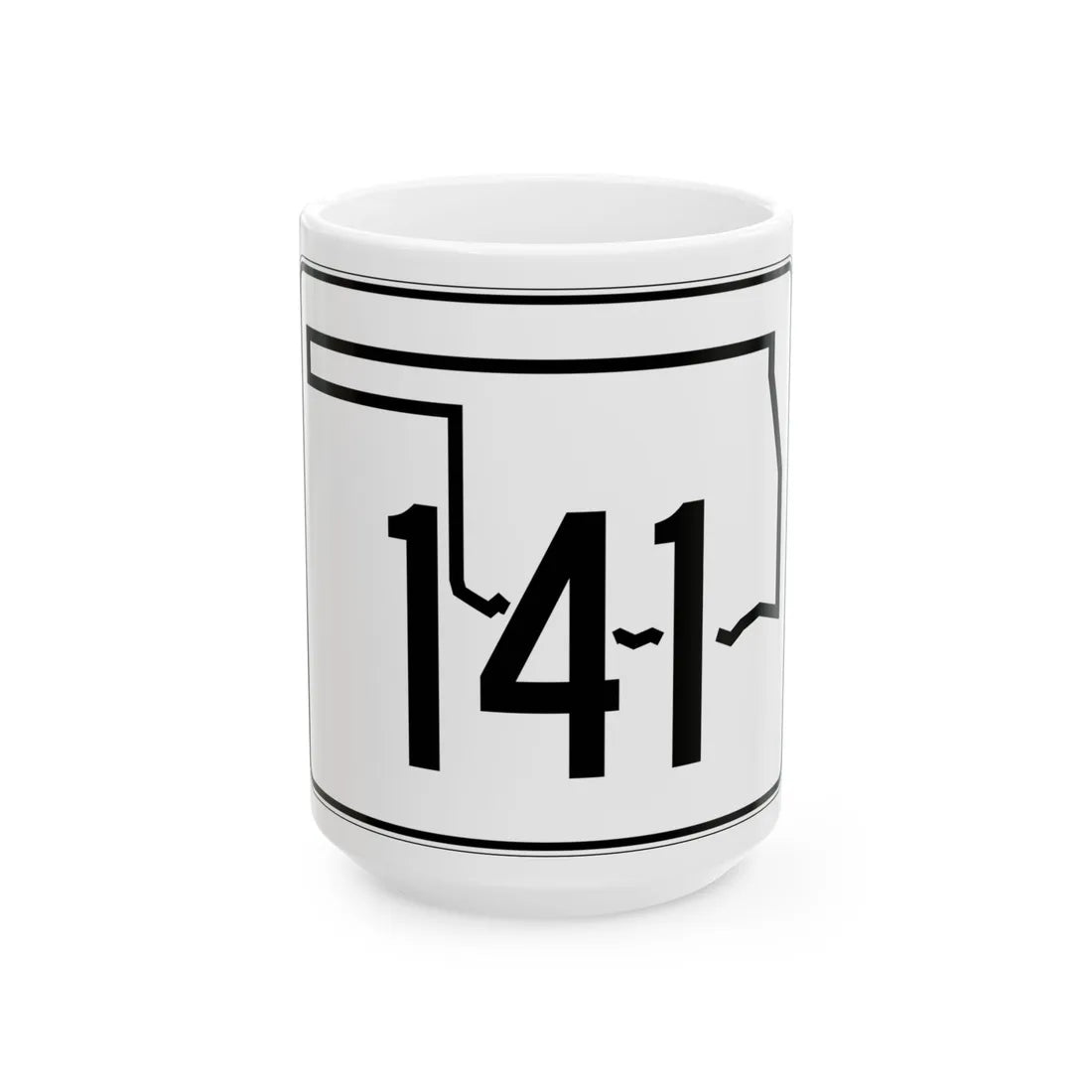 Oklahoma State Highway 141 (Oklahoma) (Road Sign) White Coffee Mug 15oz - Go Mug Yourself