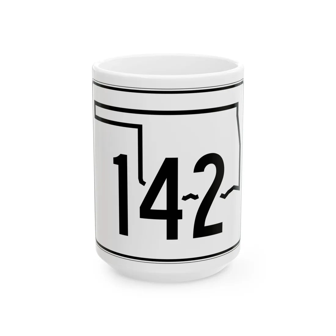 Oklahoma State Highway 142 (Oklahoma) (Road Sign) White Coffee Mug 15oz - Go Mug Yourself