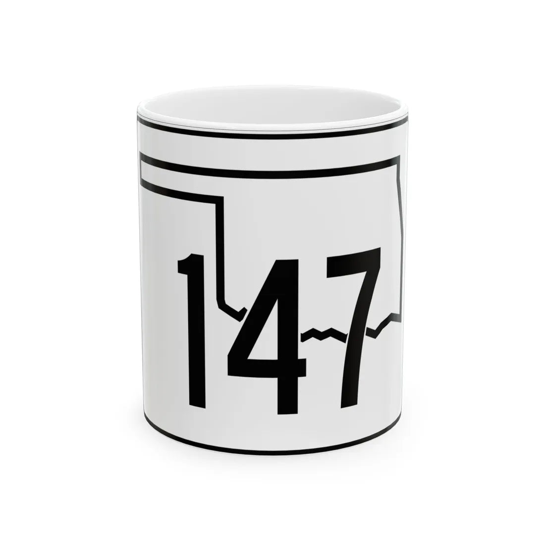 Oklahoma State Highway 147 (Oklahoma) (Road Sign) White Coffee Mug 11oz - Go Mug Yourself