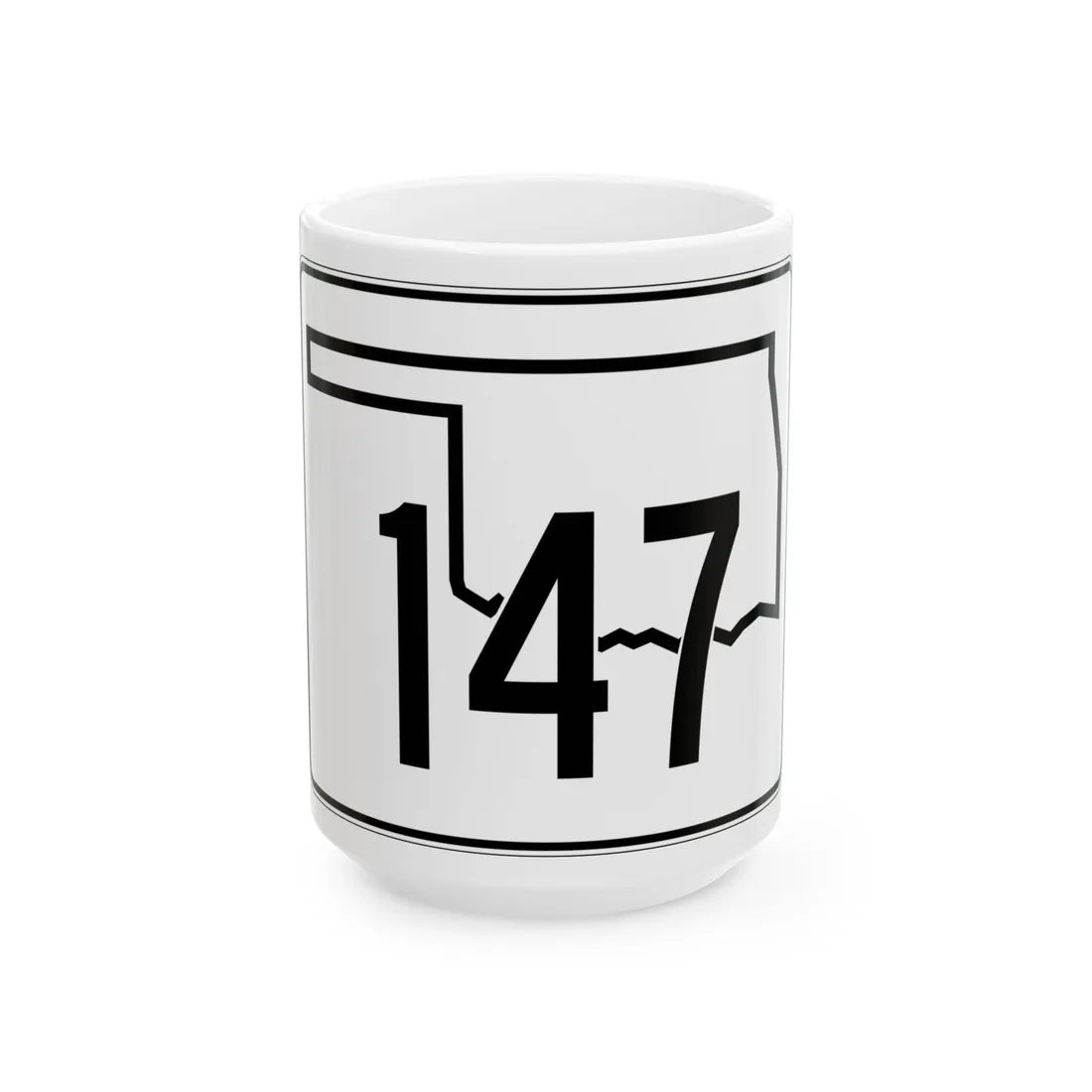 Oklahoma State Highway 147 (Oklahoma) (Road Sign) White Coffee Mug 15oz - Go Mug Yourself