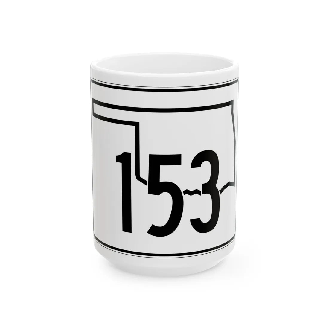 Oklahoma State Highway 153 (Oklahoma) (Road Sign) White Coffee Mug 15oz - Go Mug Yourself
