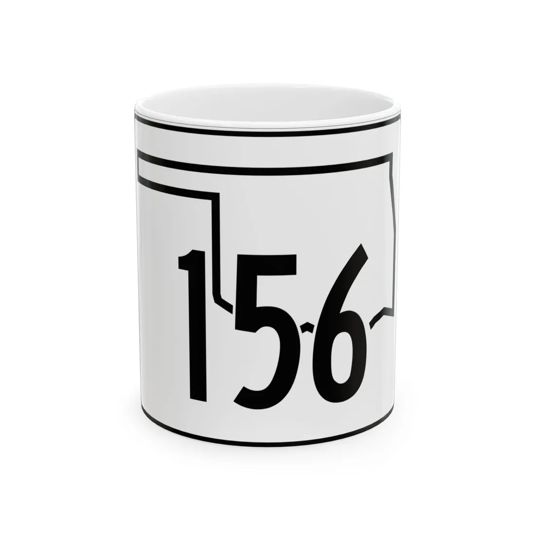 Oklahoma State Highway 156 (Oklahoma) (Road Sign) White Coffee Mug 11oz - Go Mug Yourself