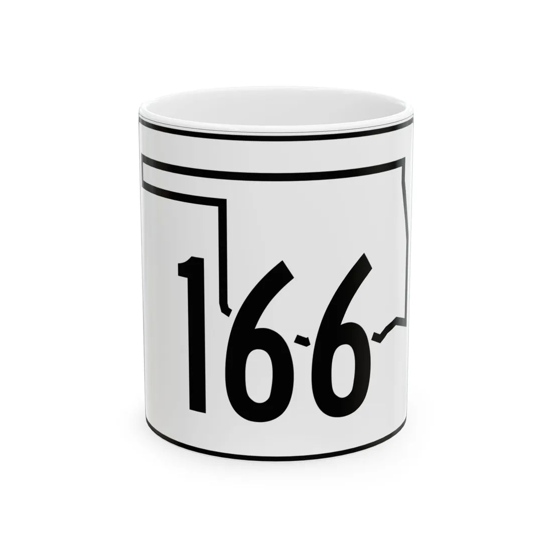 Oklahoma State Highway 166 (Oklahoma) (Road Sign) White Coffee Mug 11oz - Go Mug Yourself