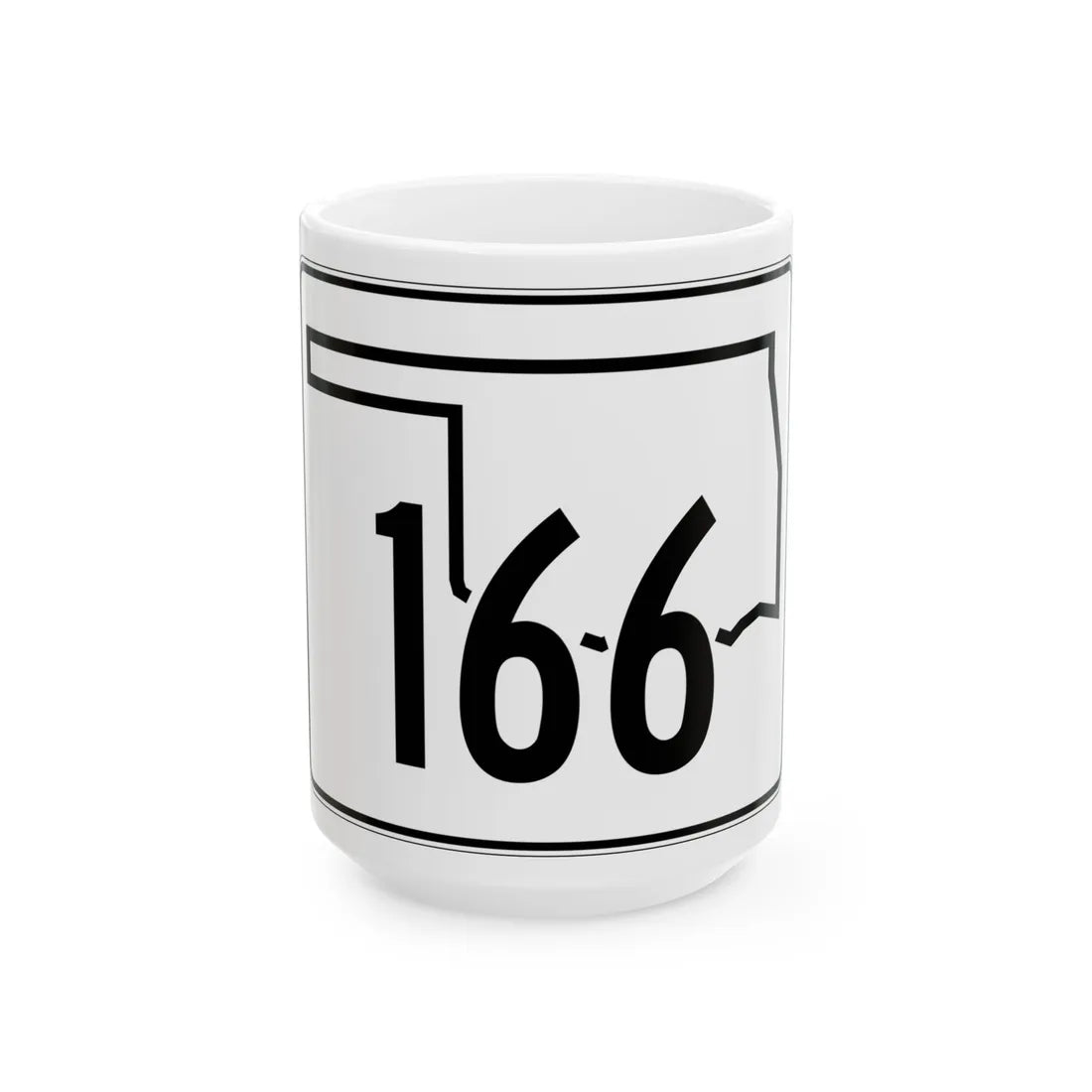 Oklahoma State Highway 166 (Oklahoma) (Road Sign) White Coffee Mug 15oz - Go Mug Yourself