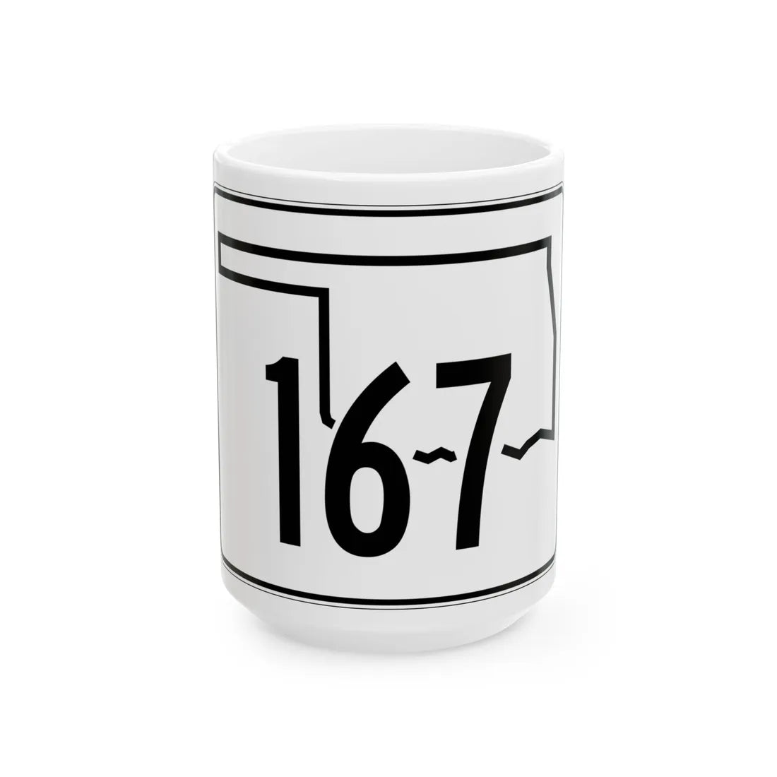 Oklahoma State Highway 167 (Oklahoma) (Road Sign) White Coffee Mug 15oz - Go Mug Yourself