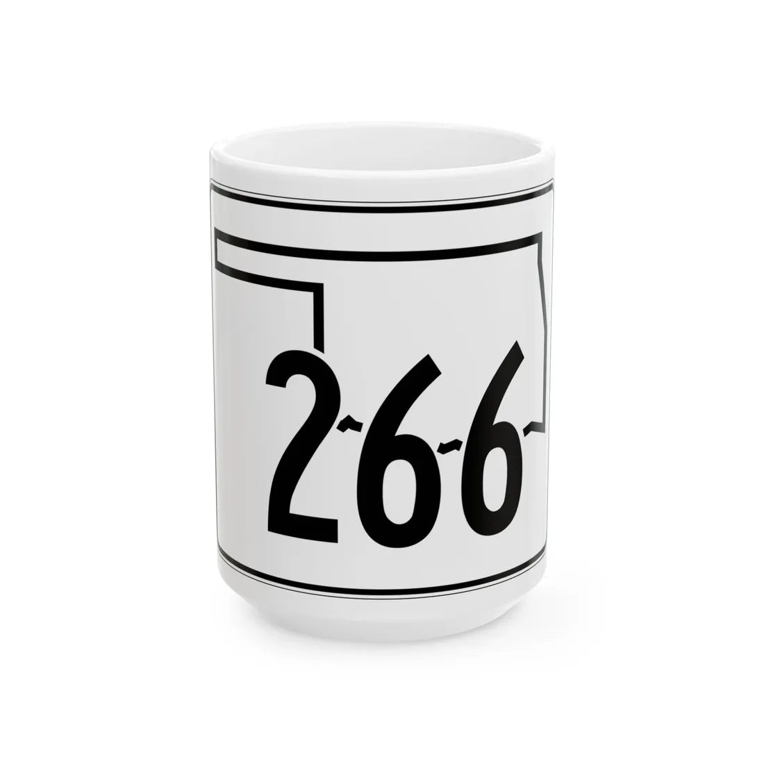 Oklahoma State Highway 266 (Oklahoma) (Road Sign) White Coffee Mug 15oz - Go Mug Yourself