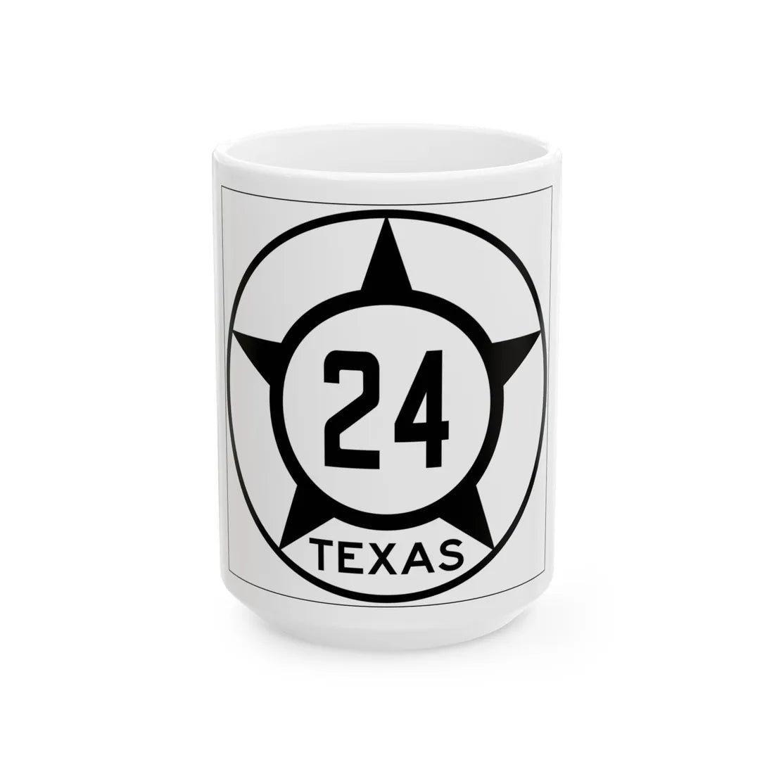 Old Texas 24 (Texas) (Road Sign) White Coffee Mug 15oz - Go Mug Yourself