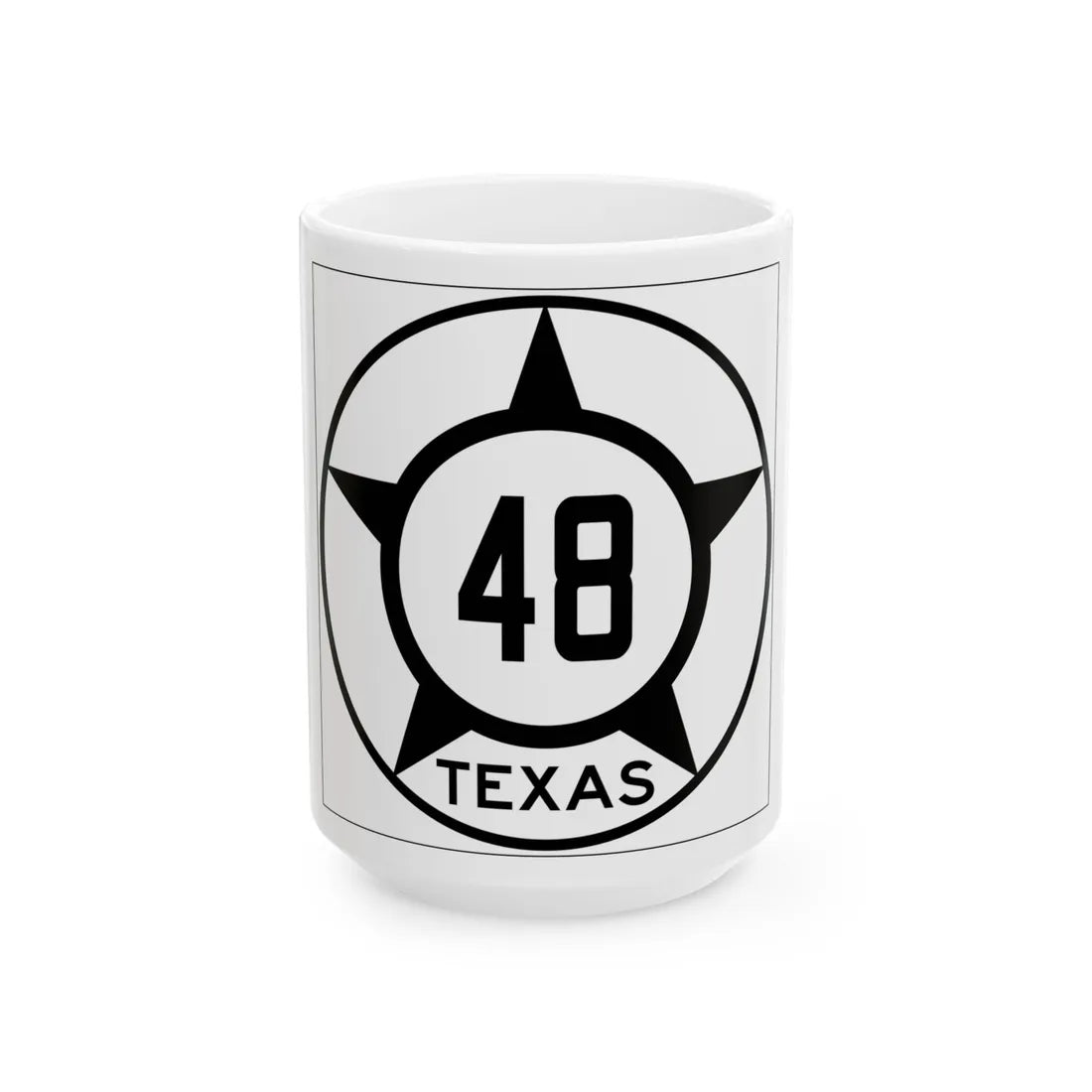 Old Texas 48 (Texas) (Road Sign) White Coffee Mug 15oz - Go Mug Yourself