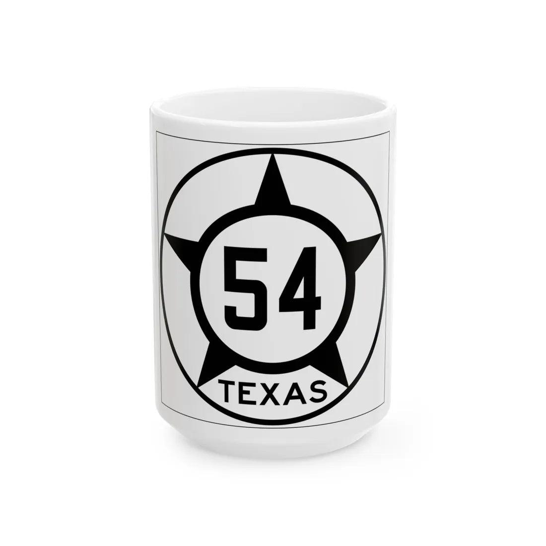 Old Texas 54 (Texas) (Road Sign) White Coffee Mug 15oz - Go Mug Yourself