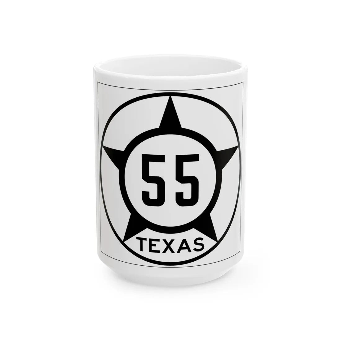 Old Texas 55 (Texas) (Road Sign) White Coffee Mug 15oz - Go Mug Yourself
