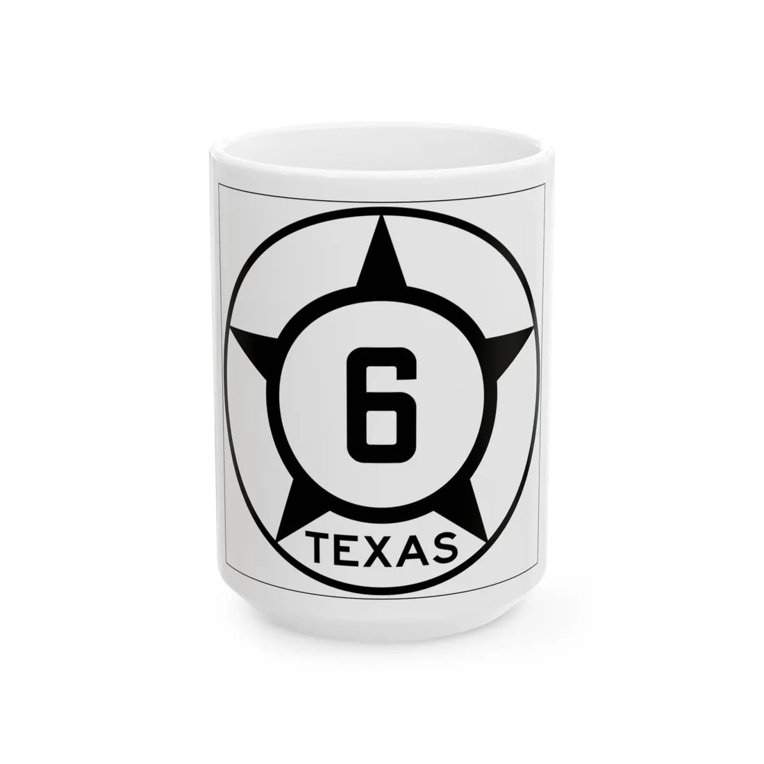 Old Texas 6 (Texas) (Road Sign) White Coffee Mug 15oz - Go Mug Yourself
