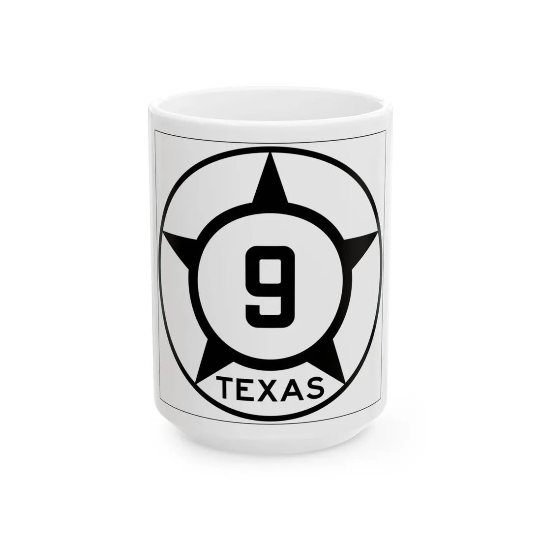 Old Texas 9 (Texas) (Road Sign) White Coffee Mug 15oz - Go Mug Yourself