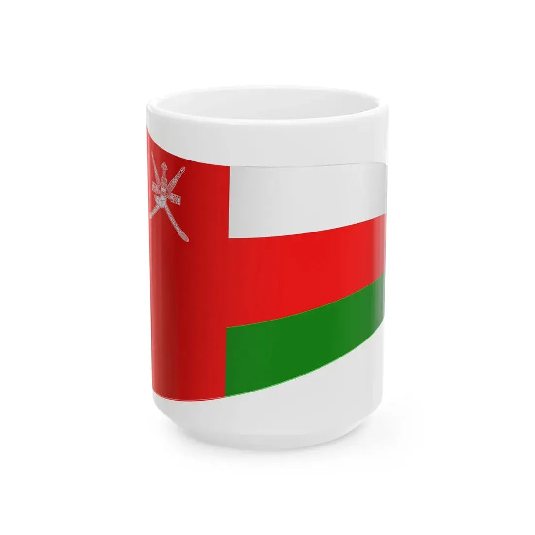 Oman Flag - iconic waving (Oman) White Coffee Mug 15oz - Go Mug Yourself