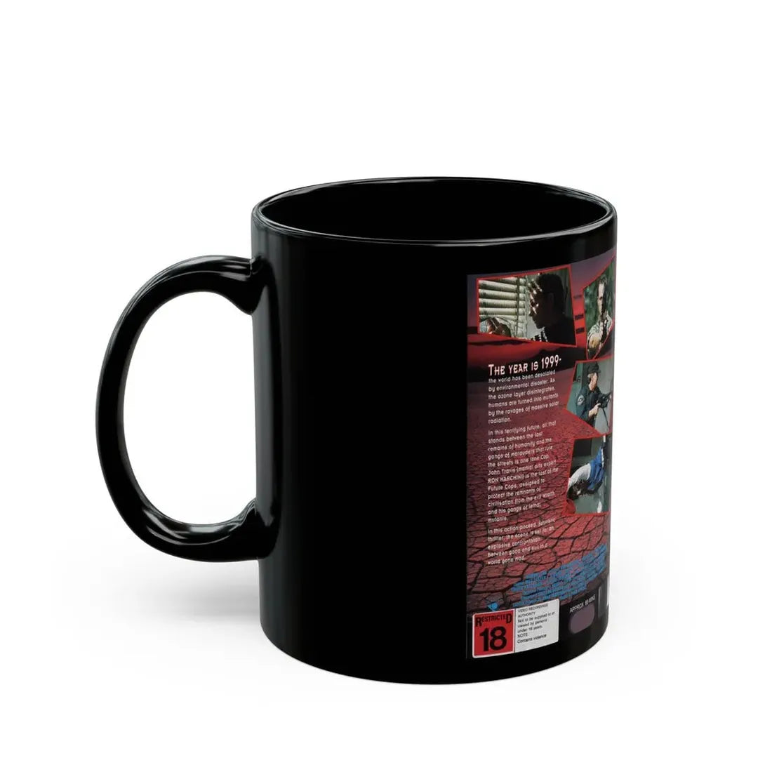 OMEGA COP RON MARCHINI (VHS COVER) - Black Coffee Mug - Go Mug Yourself