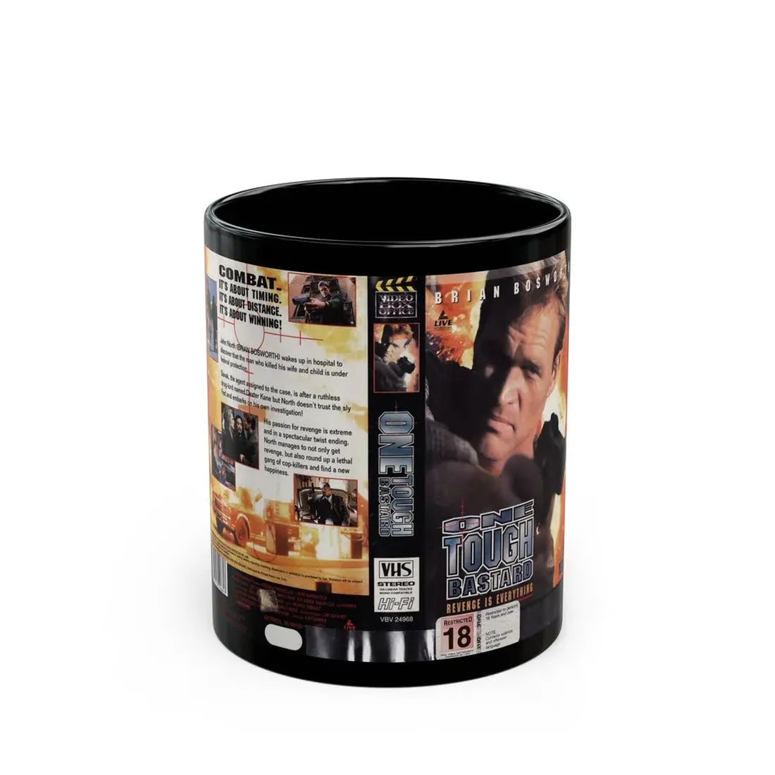 ONE TOUGH BASTARD (VHS COVER) - Black Coffee Mug 11oz - Go Mug Yourself