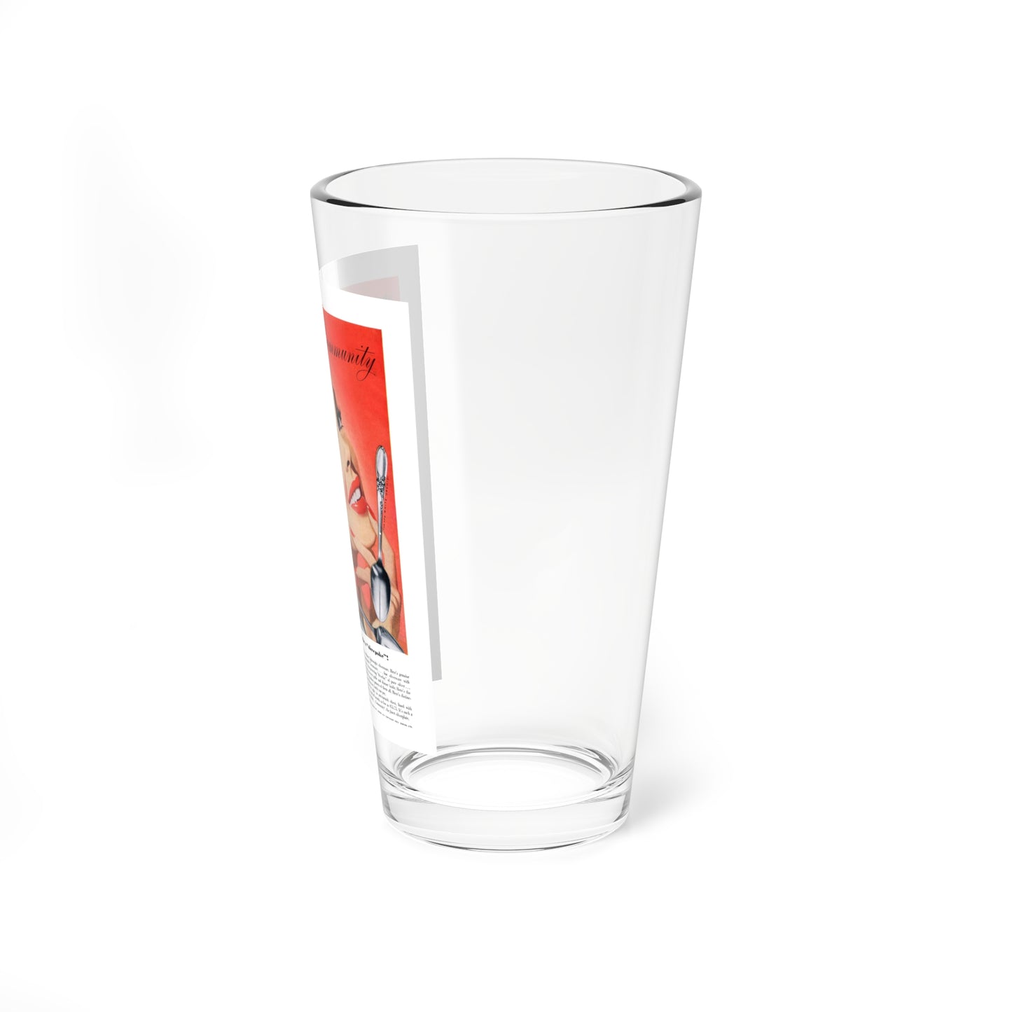 Oneida Community Plate, Cosmopolitan, April 1953 (Magazine Illustration) Pint Glass 16oz-Go Mug Yourself