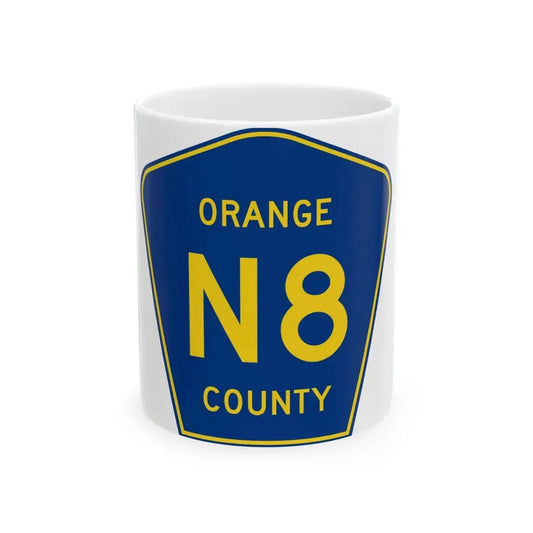 Orange County N8 (California) (Road Sign) White Coffee Mug 11oz - Go Mug Yourself