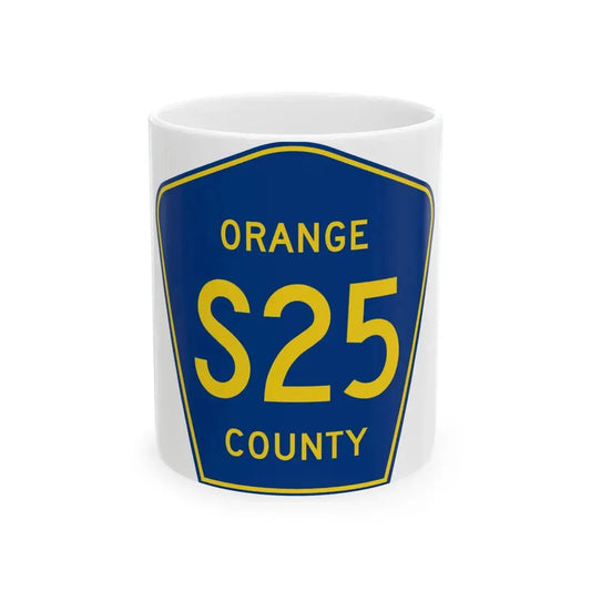 Orange County S25 (California) (Road Sign) White Coffee Mug 11oz - Go Mug Yourself