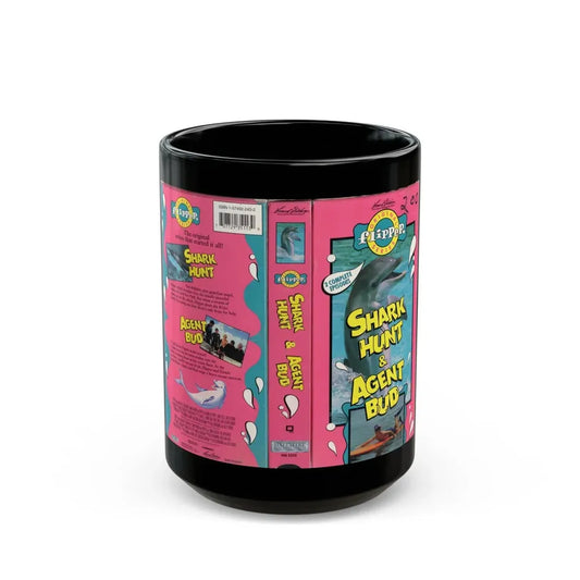 ORIGINAL FLIPPER SERIES SHARK HUNT AND AGENT BUD (VHS COVER) - Black Coffee Mug 15oz - Go Mug Yourself