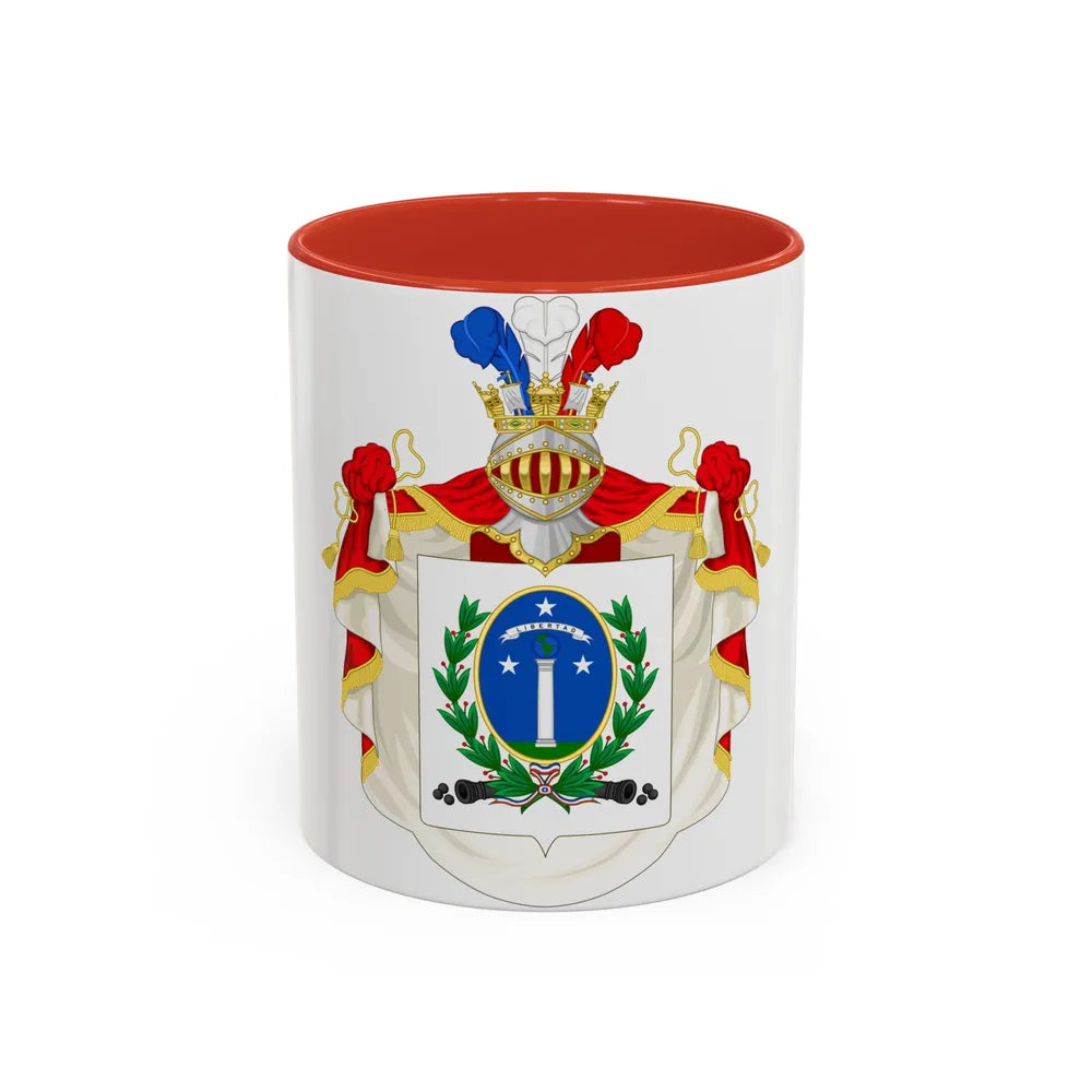 Ornamented Coat of Arms of Chile (1819-1834) Cerro Castillo Version - Accent Coffee Mug 11oz Red - Go Mug Yourself