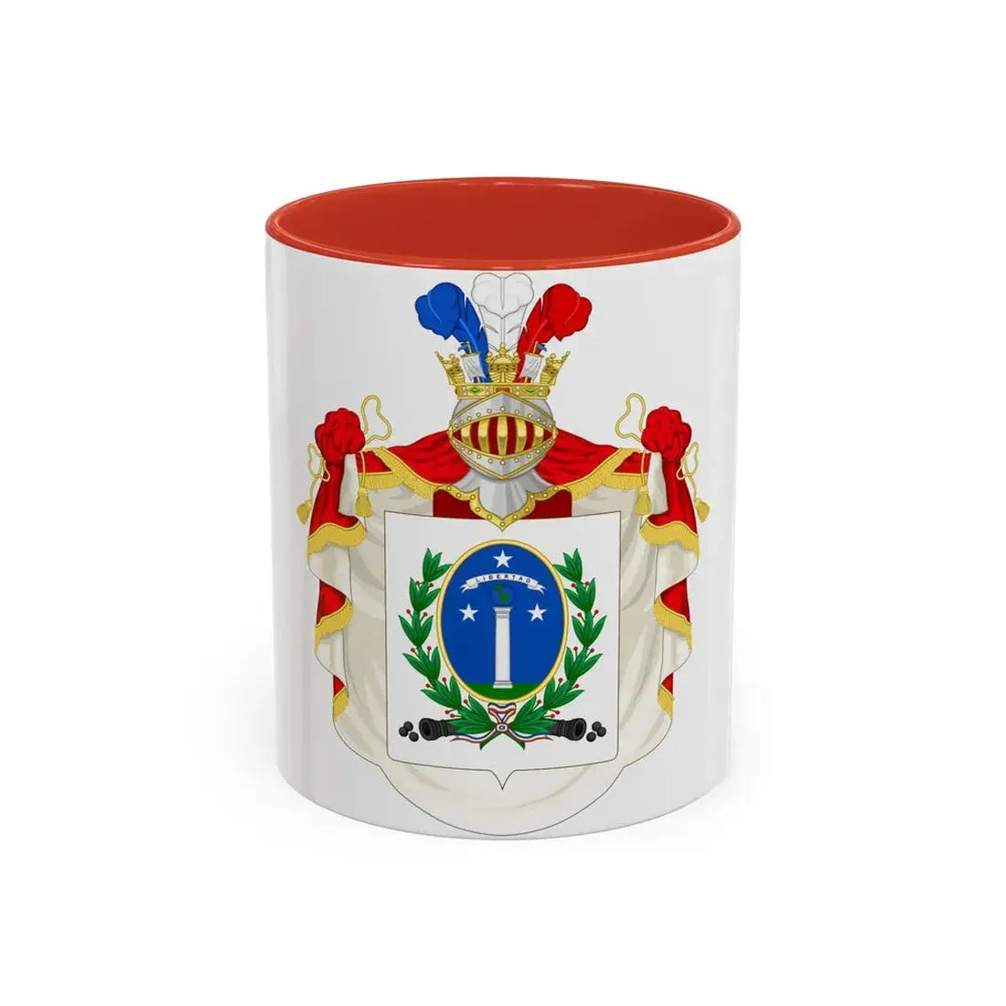 Ornamented Coat of Arms of Chile (1819-1834) Cerro Castillo Version - Accent Coffee Mug 11oz Red - Go Mug Yourself