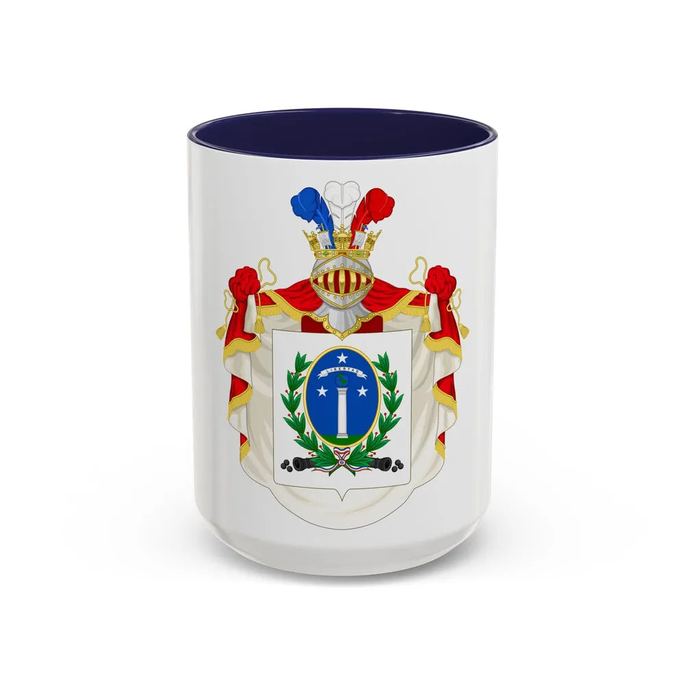 Ornamented Coat of Arms of Chile (1819-1834) Cerro Castillo Version - Accent Coffee Mug 15oz Navy - Go Mug Yourself