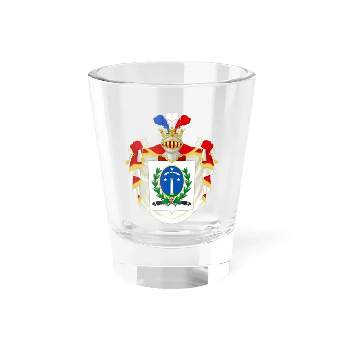 Ornamented Coat of Arms of Chile (1819-1834) Cerro Castillo Version - Shot Glass 1.5oz 1.5oz - Go Mug Yourself