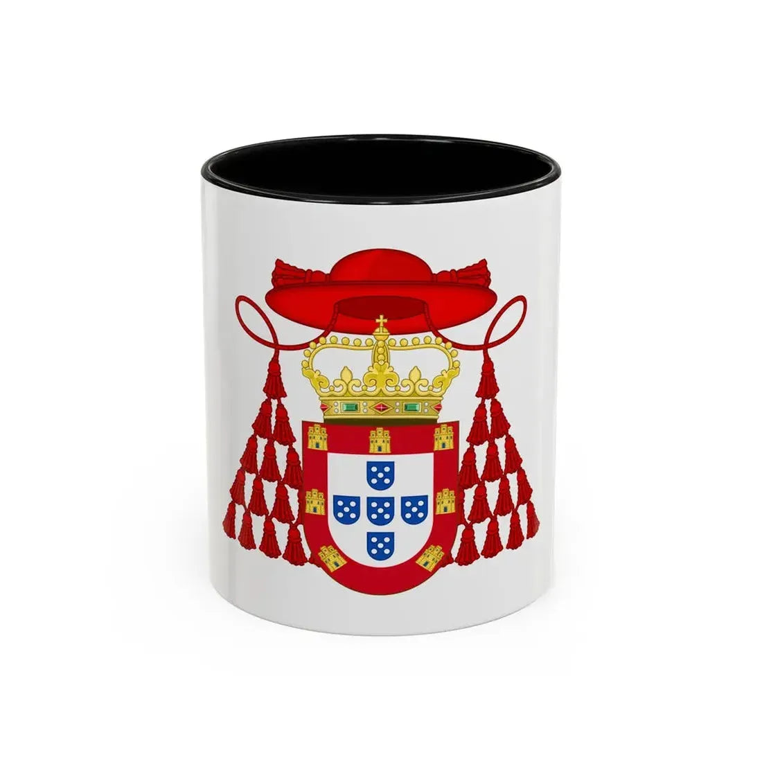 Ornamented Royal Coat of Arms of Cardinal Henry I of Portugal - Accent Coffee Mug 11oz Black - Go Mug Yourself
