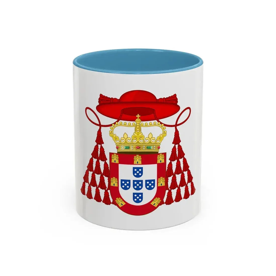 Ornamented Royal Coat of Arms of Cardinal Henry I of Portugal - Accent Coffee Mug 11oz Light Blue - Go Mug Yourself