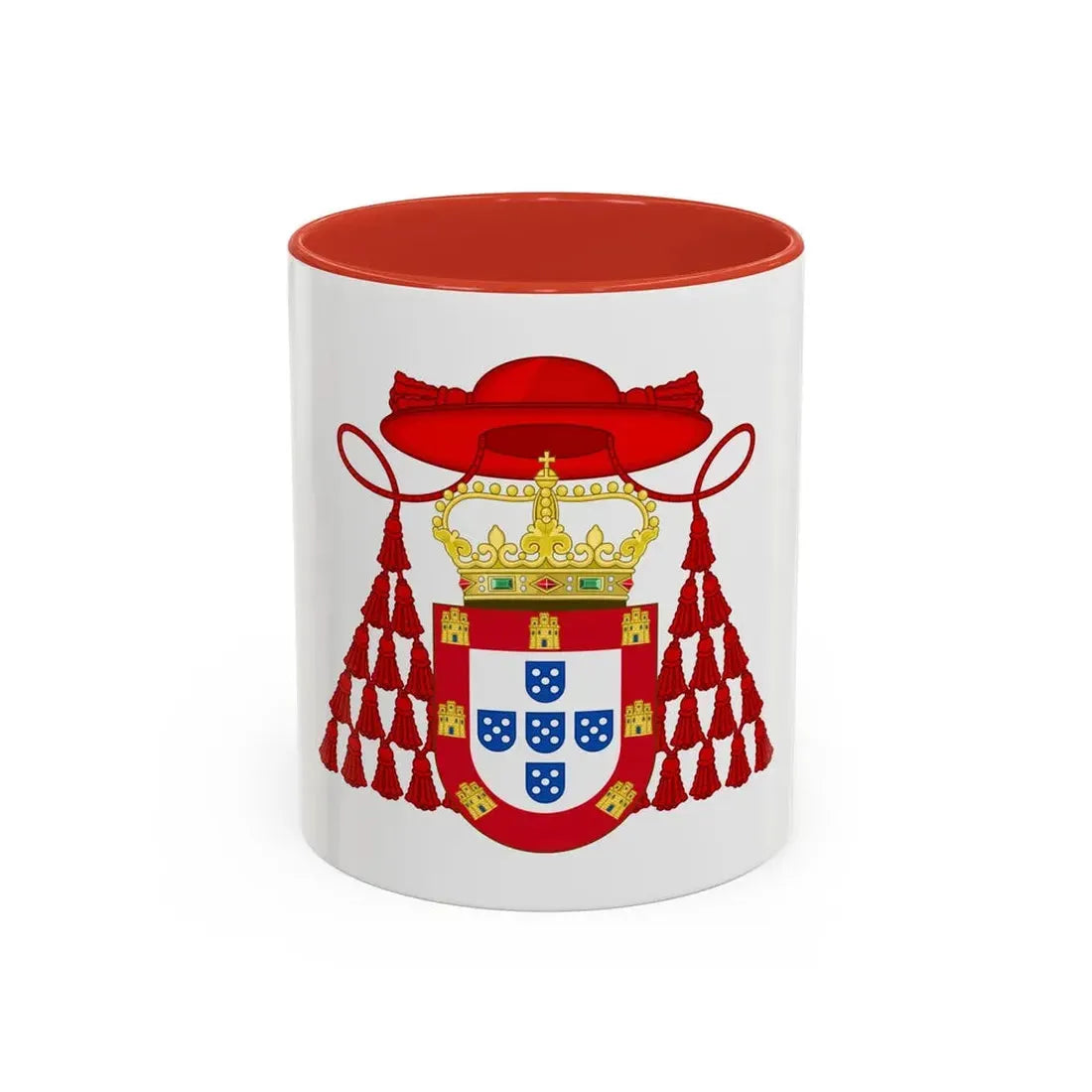 Ornamented Royal Coat of Arms of Cardinal Henry I of Portugal - Accent Coffee Mug 11oz Red - Go Mug Yourself