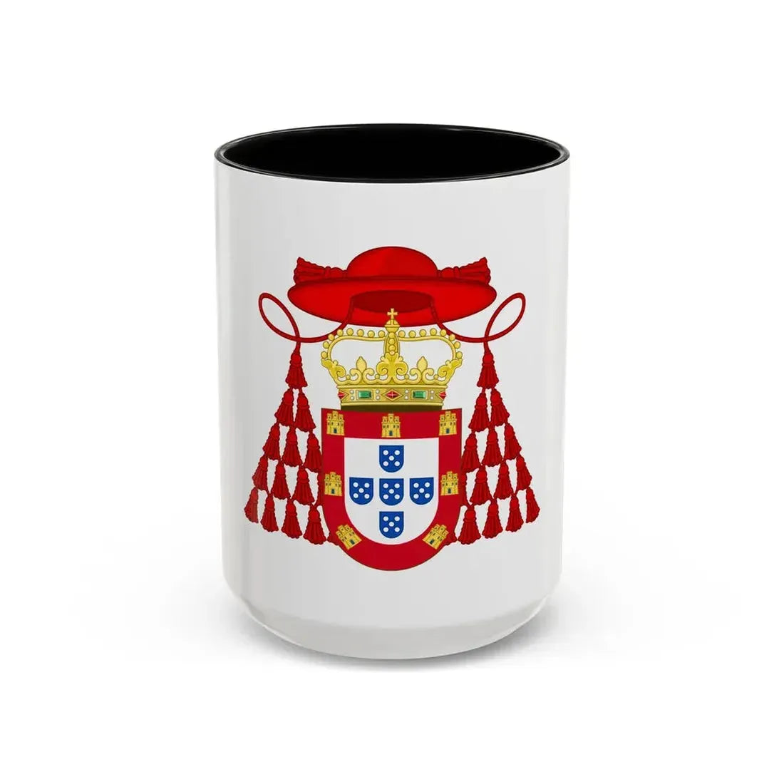 Ornamented Royal Coat of Arms of Cardinal Henry I of Portugal - Accent Coffee Mug 15oz Black - Go Mug Yourself