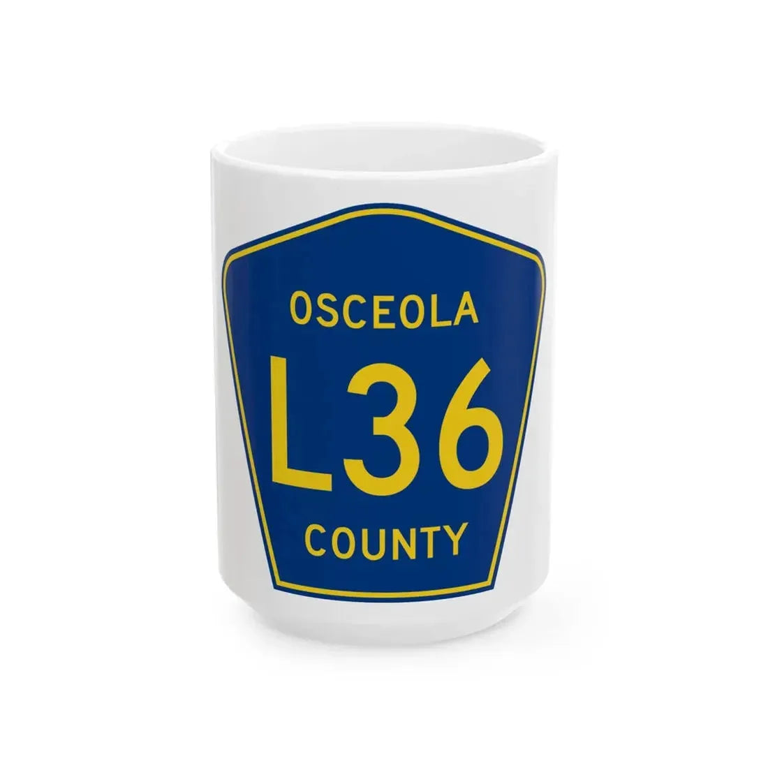 Osceola County Route L36 IA (Iowa) (Road Sign) White Coffee Mug 15oz - Go Mug Yourself