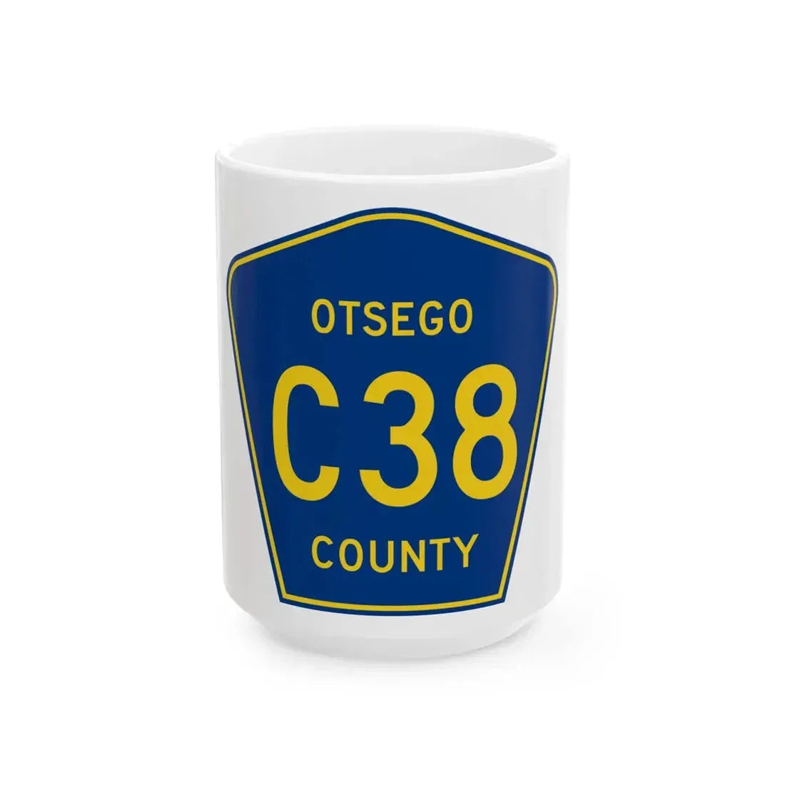 Otsego County C-38 (Michigan) (Road Sign) White Coffee Mug 15oz - Go Mug Yourself